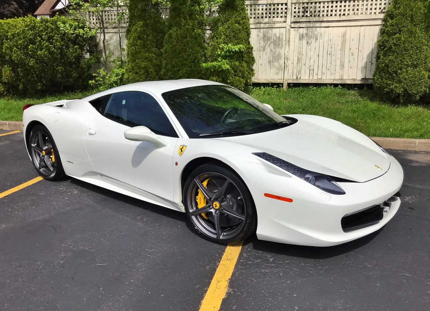 White Ferrari 458 Italia after a detail